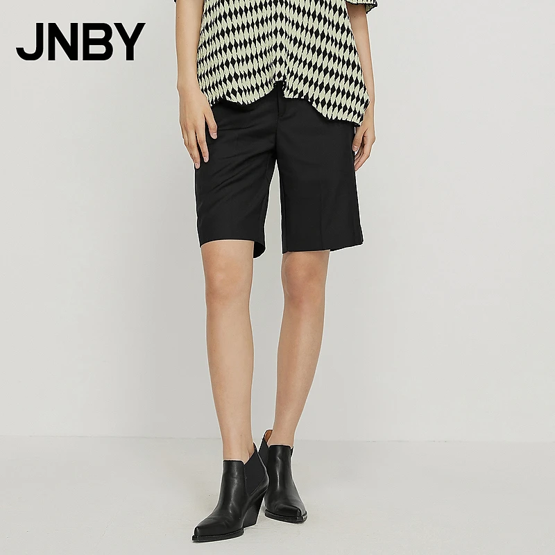 JNBY/江南布衣中裤方格压褶时尚通勤直筒五分西装裤5M2E21840
