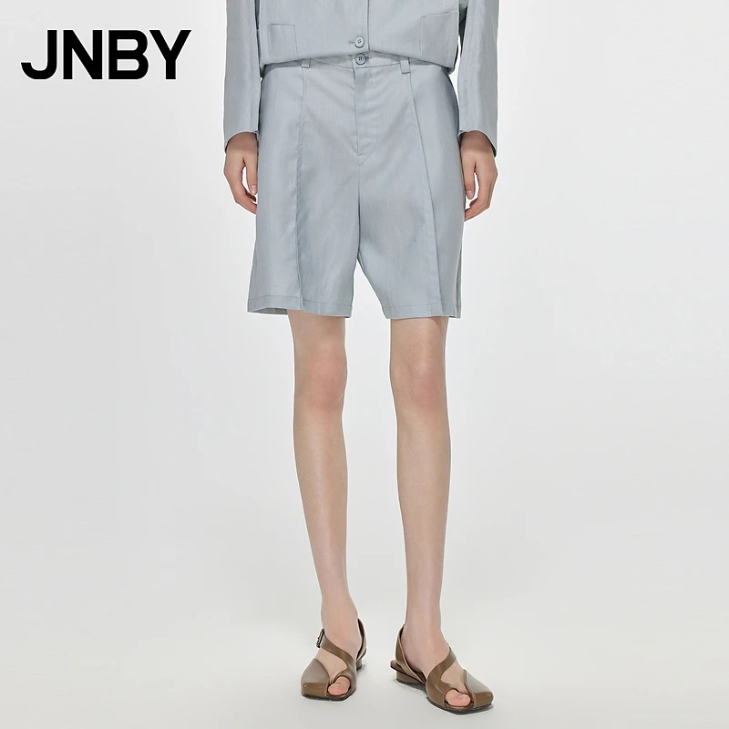 JNBY/江南布衣春季短裤苎麻简约女设计感直筒休闲宽松5N3E15880