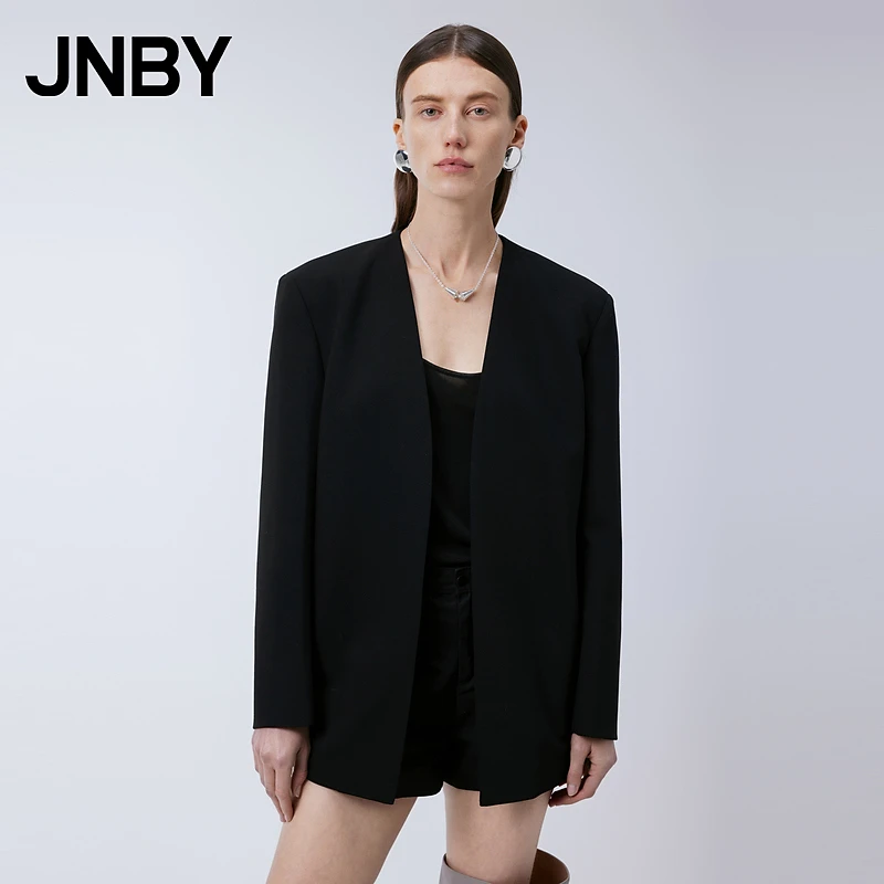 JNBY/江南布衣春秋季女装西装中长款无领通勤休闲外套女5O1711290