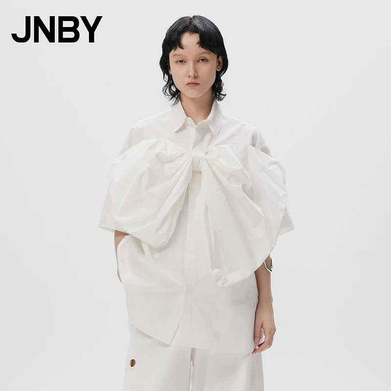 JNBY/江南布衣衬衫蝴蝶结刺绣宽松小众设计感上衣5N7210800