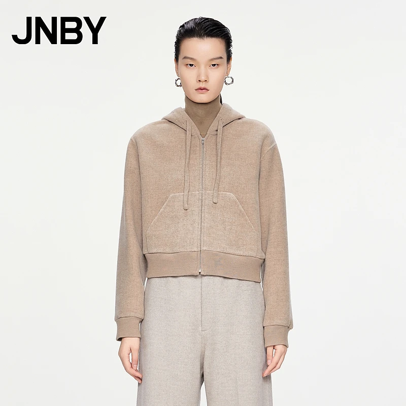 JNBY/江南布衣秋冬毛呢外套短款修身简约通勤休闲连帽5O0811540