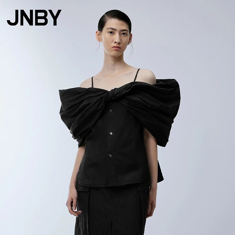 JNBY/江南布衣夏衬衫蝴蝶结简约吊带背心女修身无袖棉质5N6210990