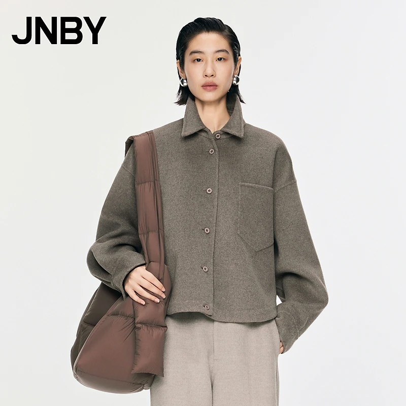 JNBY/江南布衣秋冬毛呢外套含羊绒廓形简约宽松衬衫领5O0812700