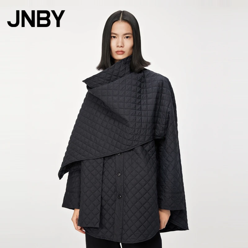 JNBY/江南布衣冬棉衣时髦披风折皱宽松长袖H型中长款5M9C12840