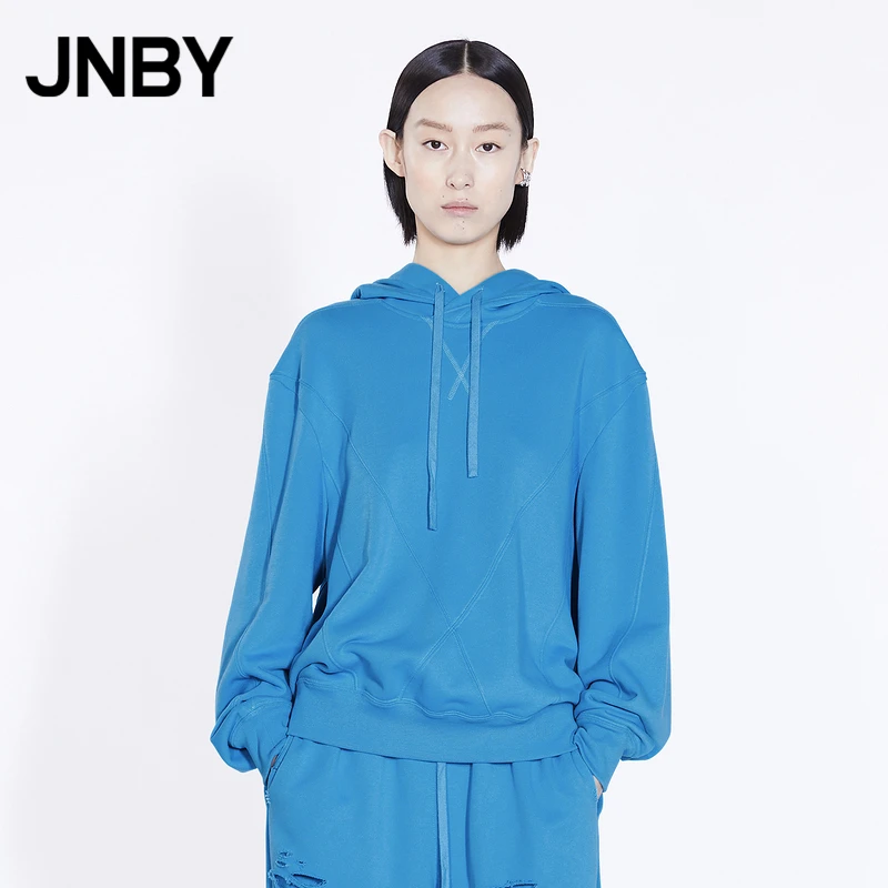 JNBY/江南布衣连帽卫衣女宽松短款套头纯色长袖上衣简约5L9410430
