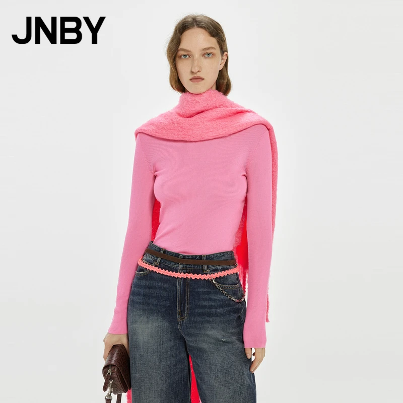 JNBY/江南布衣冬季毛针织衫女羊毛山羊绒修身长袖套头5M0310220