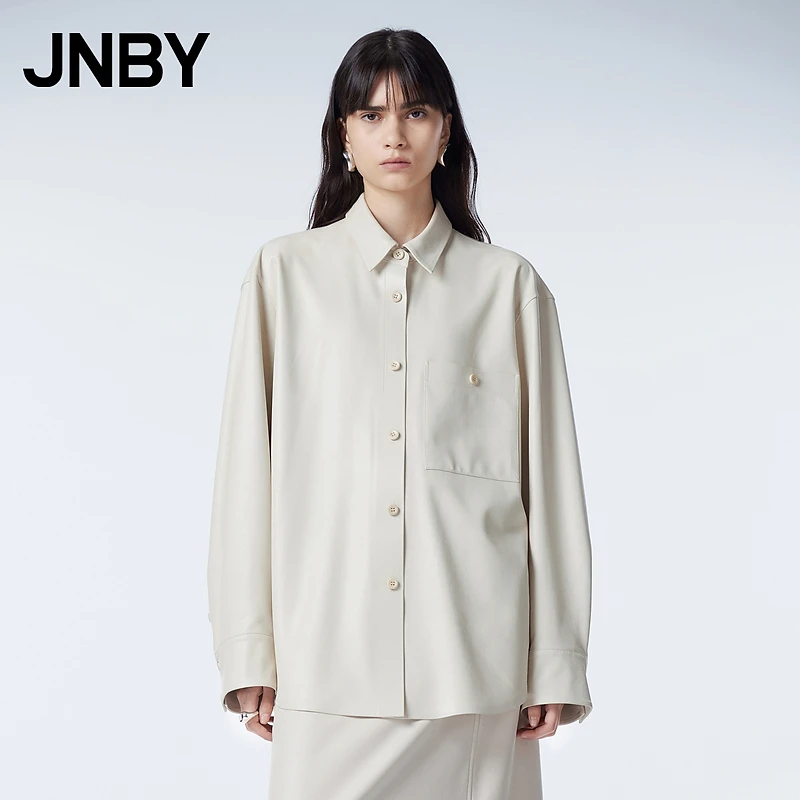 JNBY/江南布衣秋季仿皮衣夹克女衬衫式外套休闲简约柔软5N9A10430