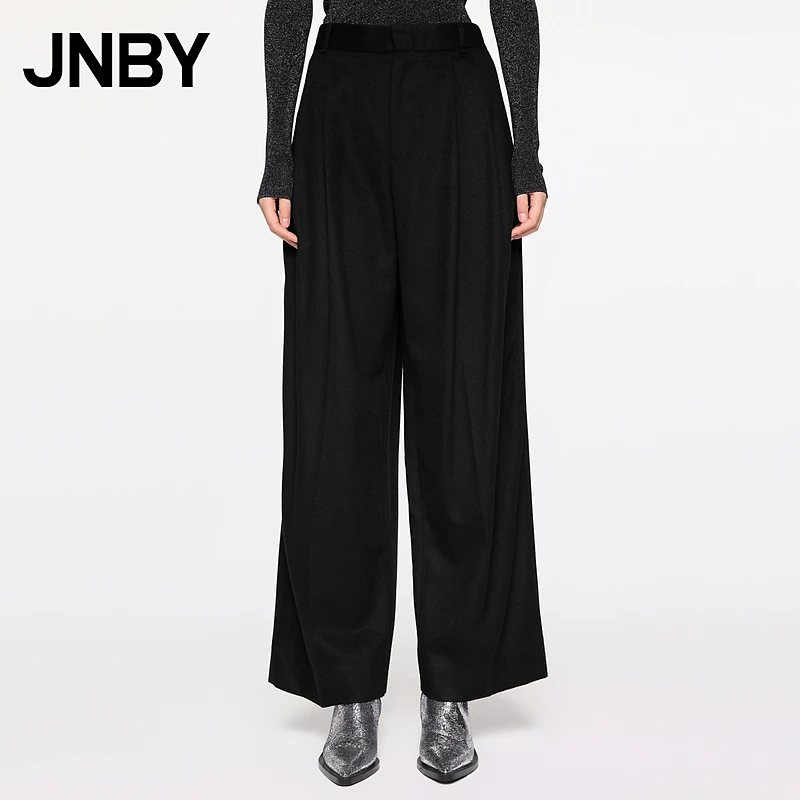 JNBY/江南布衣秋冬休闲裤女羊绒羊毛呢阔腿长裤宽松通勤5O0E10730