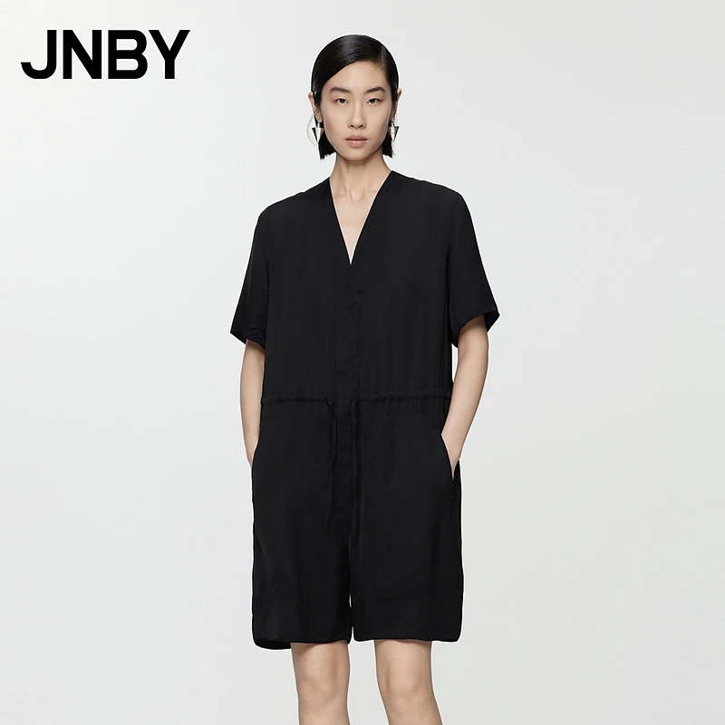 JNBY/江南布衣夏季女装连体衣宽松休闲气质V领短袖通勤5O6F14220