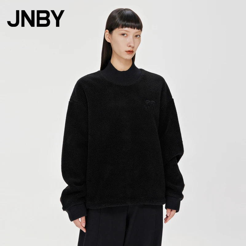 JNBY/江南布衣卫衣宽松圆领套头流行仿羊羔毛半高领5MA410210
