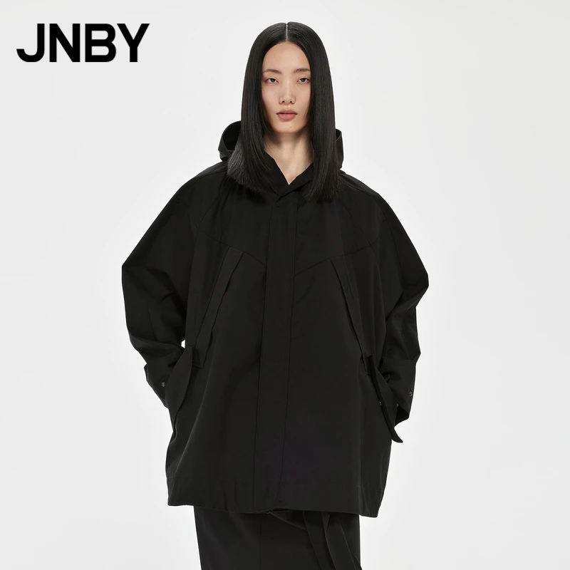 JNBY/江南布衣简约连帽风衣女宽松长袖户外外套休闲通勤5M8912000