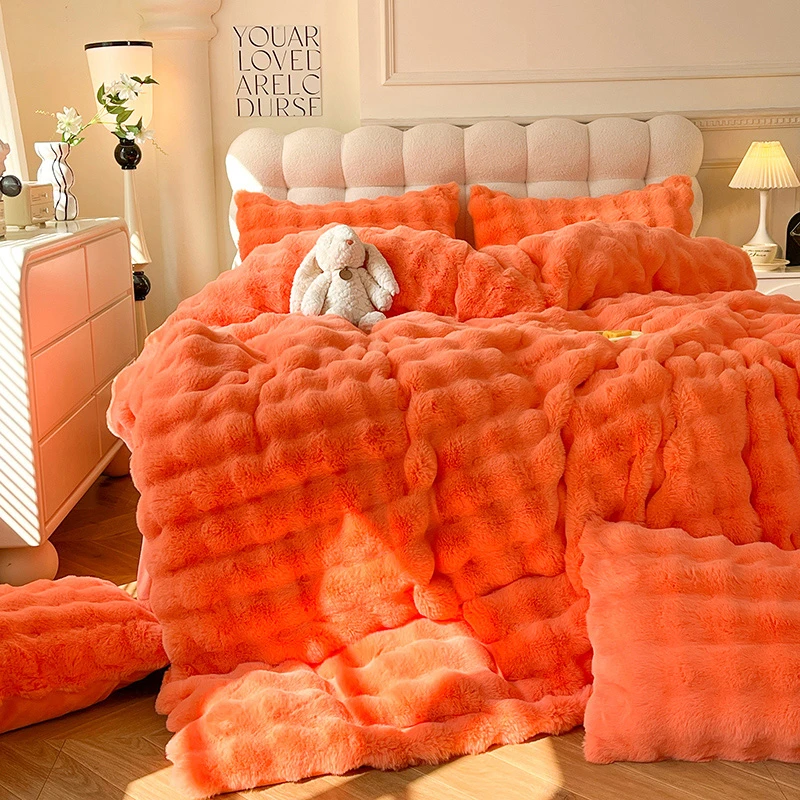 母婴A类牛奶绒四件套冬季加厚轻奢托斯卡纳双面绒兔兔绒床品套件