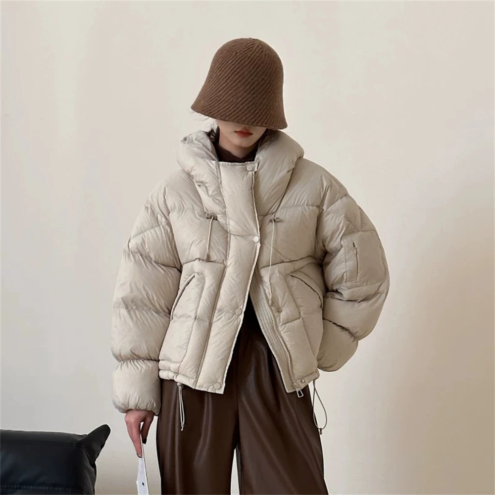 新国标90绒女士高品质面包羽绒服连帽短款小个子90白鸭绒保暖外套