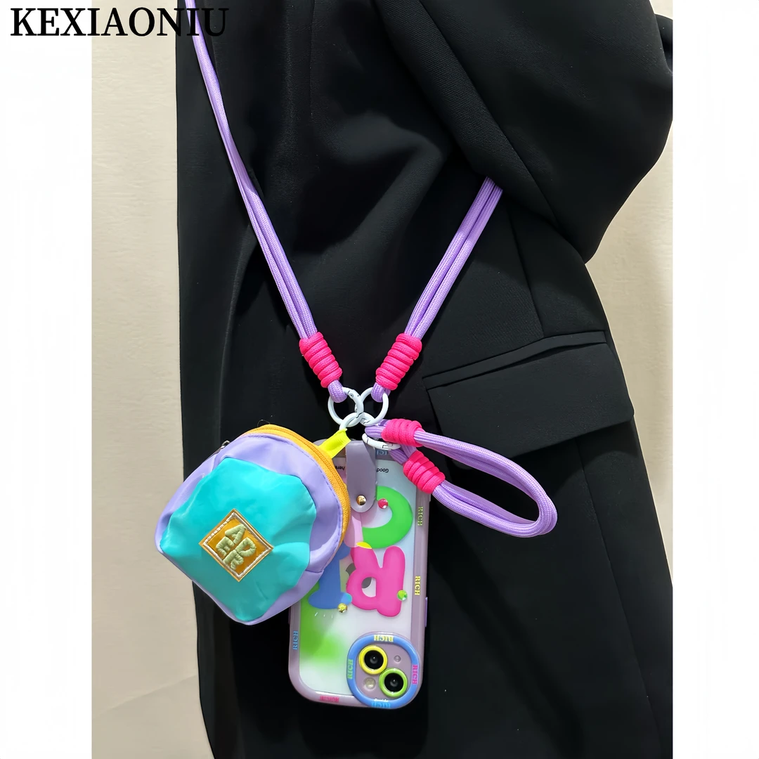 多巴胺旅游小书包Rich苹果15手提14promax挂绳斜挎手机壳iPhone13