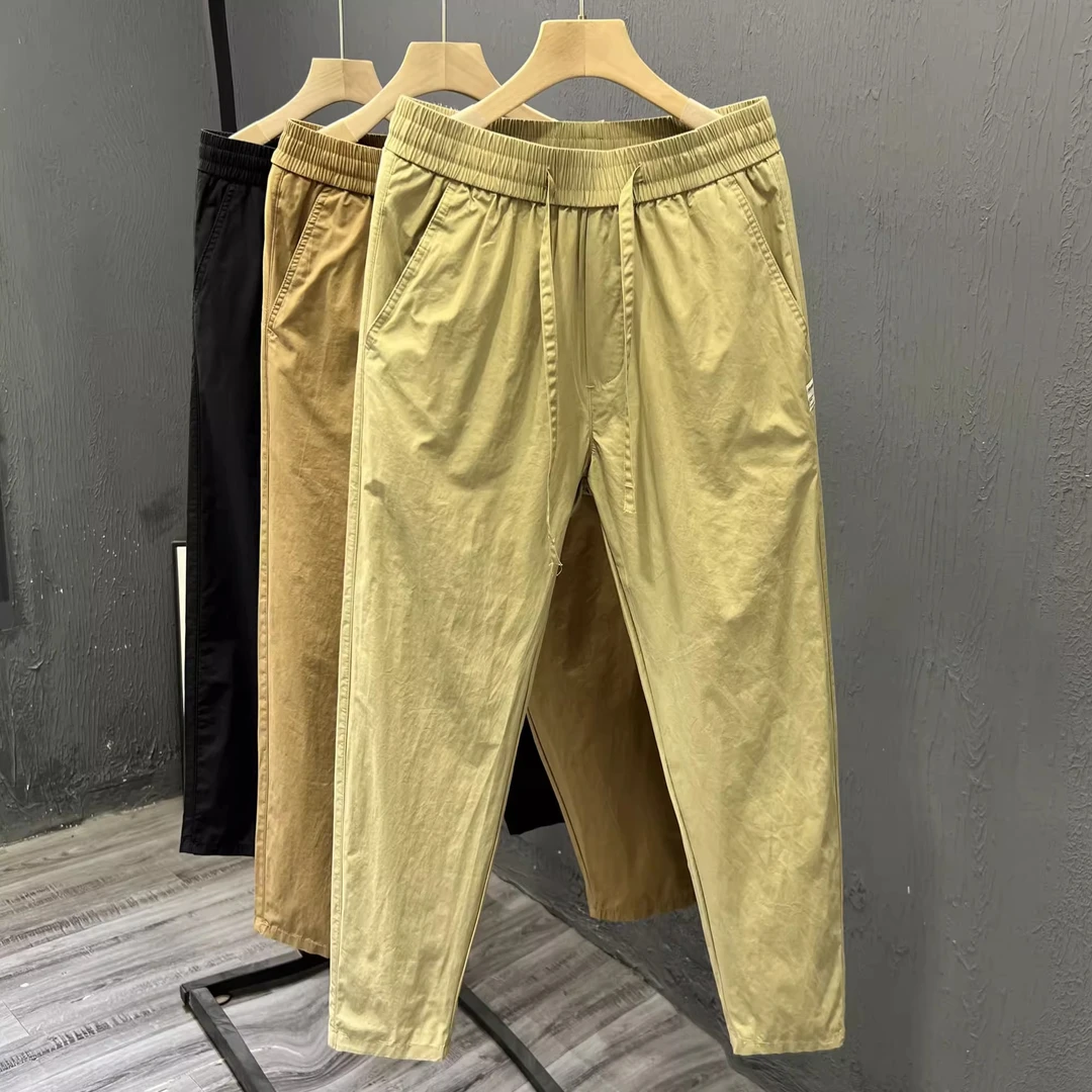 高级感高端舒适休闲裤男士宽松哈伦裤裤子夏季薄款工装裤潮牌长裤