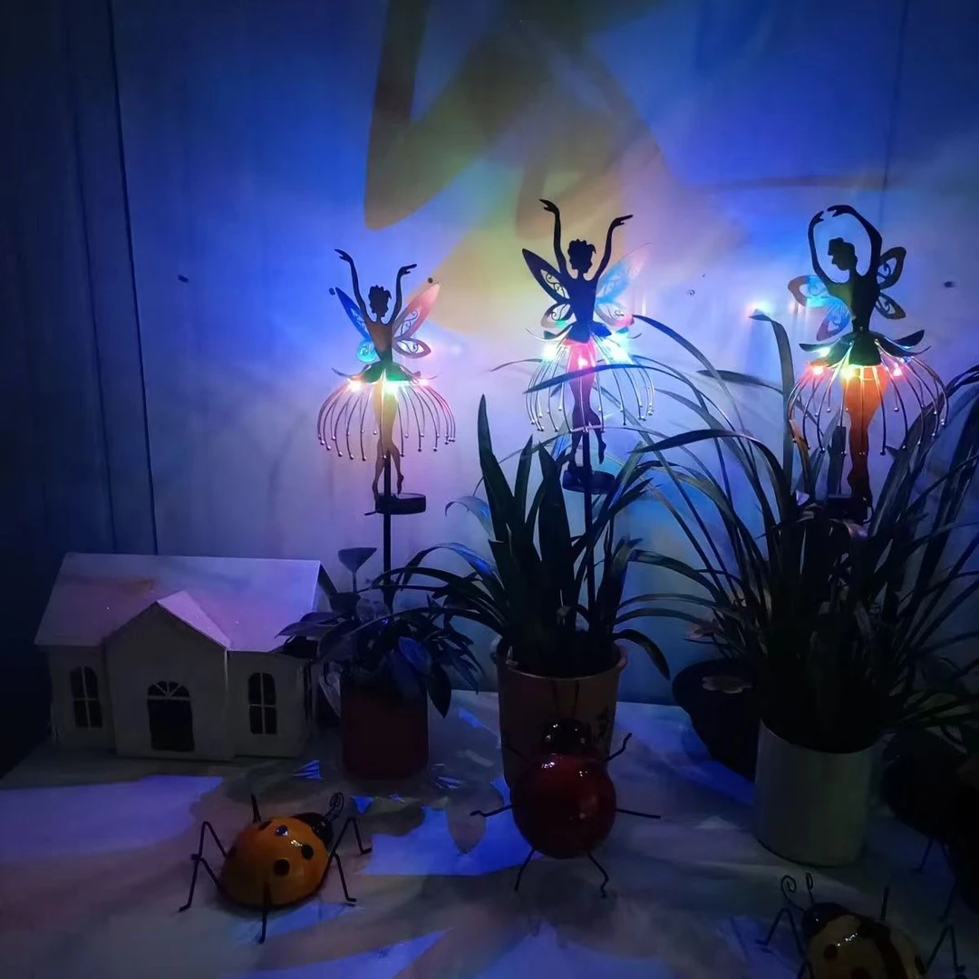 装饰灯太阳能芭蕾舞天使户外防水七彩灯庭院花园草坪插件创意