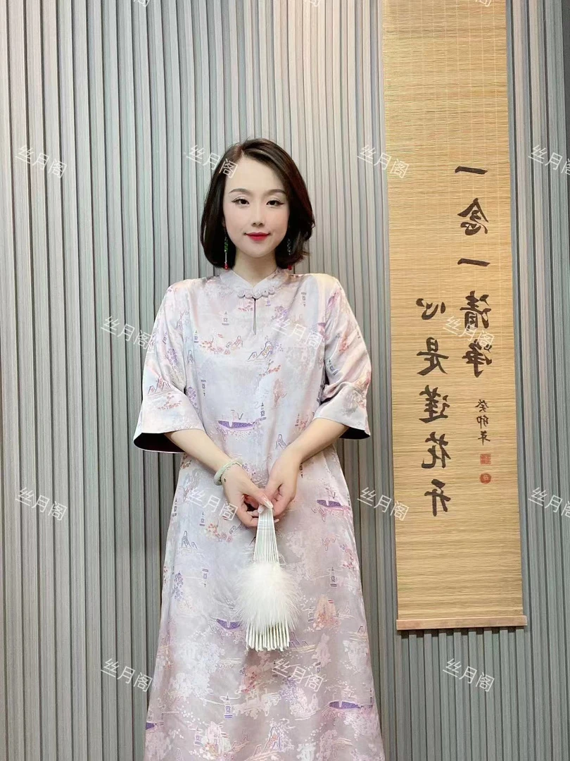 玲珑-2-高级感国风新中式盘扣中长款夏季新款时尚复古宽松连衣裙