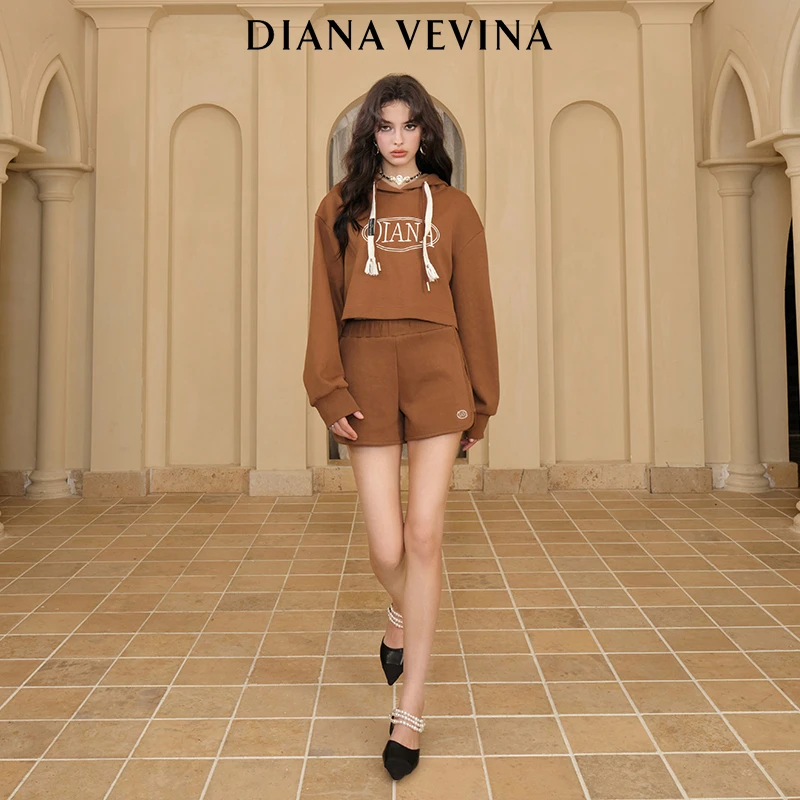 DIANA VEVINA连帽logo休闲运动卫衣