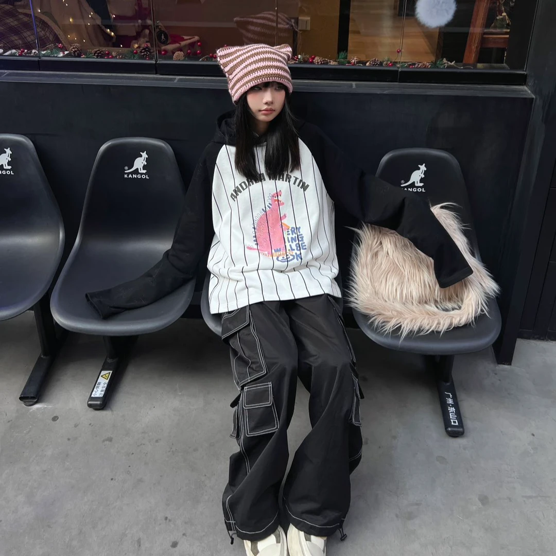 Andrea Martin 明线撞色设计工装裤