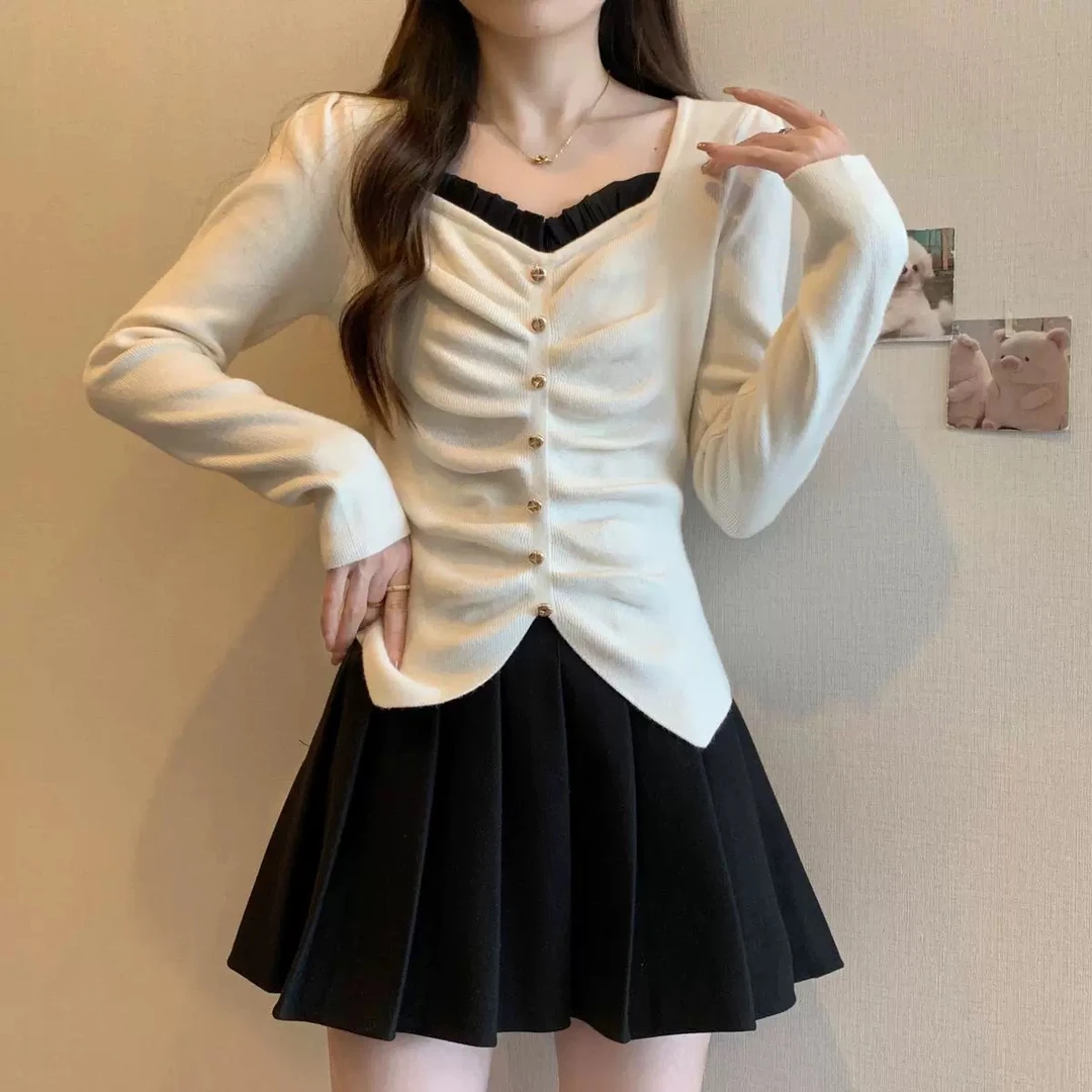 【XING星星定制】法式气质修身针织毛衣打底设计感显瘦百搭vV领2023