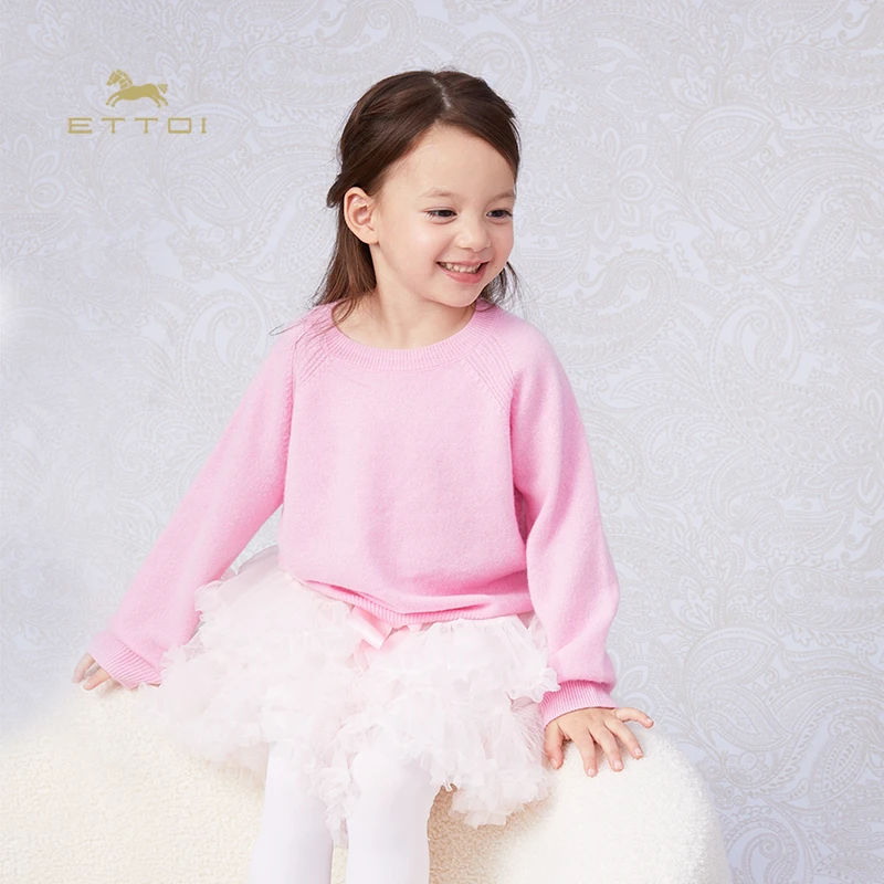 ETTOI童装秋冬款多色男女童羊绒衫保暖百搭针织毛衣