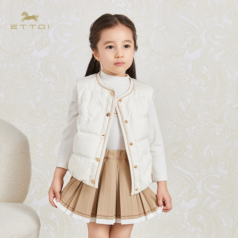 ETTOI冬新款爱多娃儿童马甲鸭绒休闲轻薄保暖外套