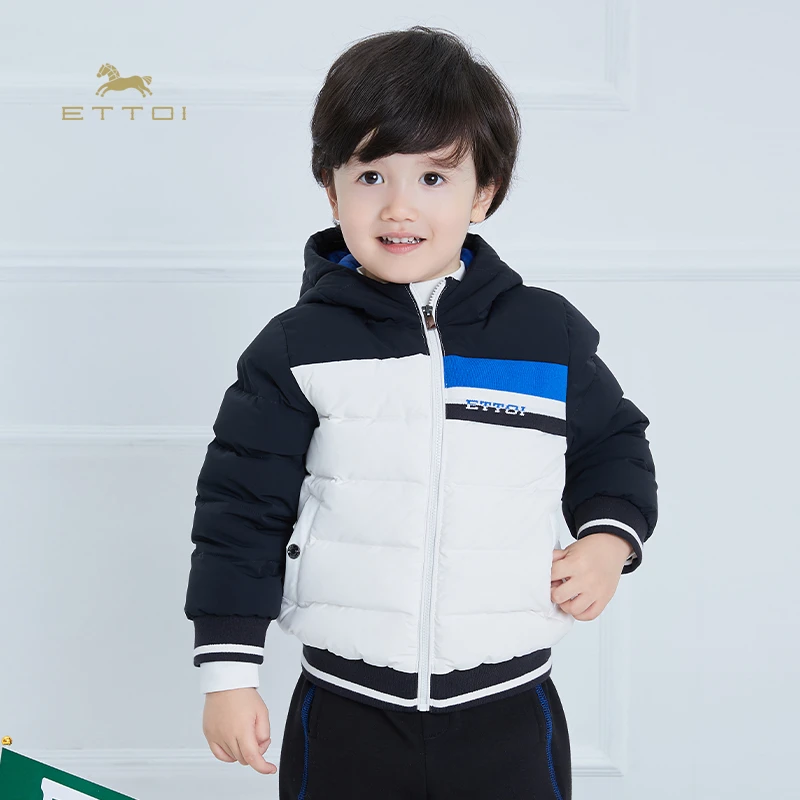 ETTOI爱多娃儿童羽绒衣男款撞色童装上衣冬款男童外
