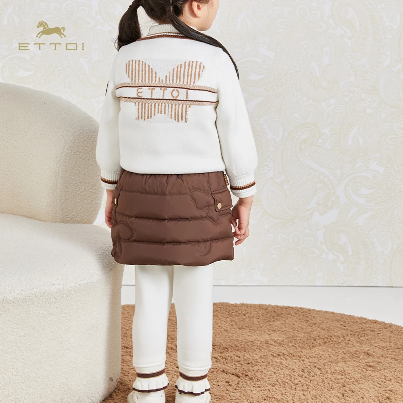 ETTOI爱多娃女童冬新款儿童保暖加厚假两件裤