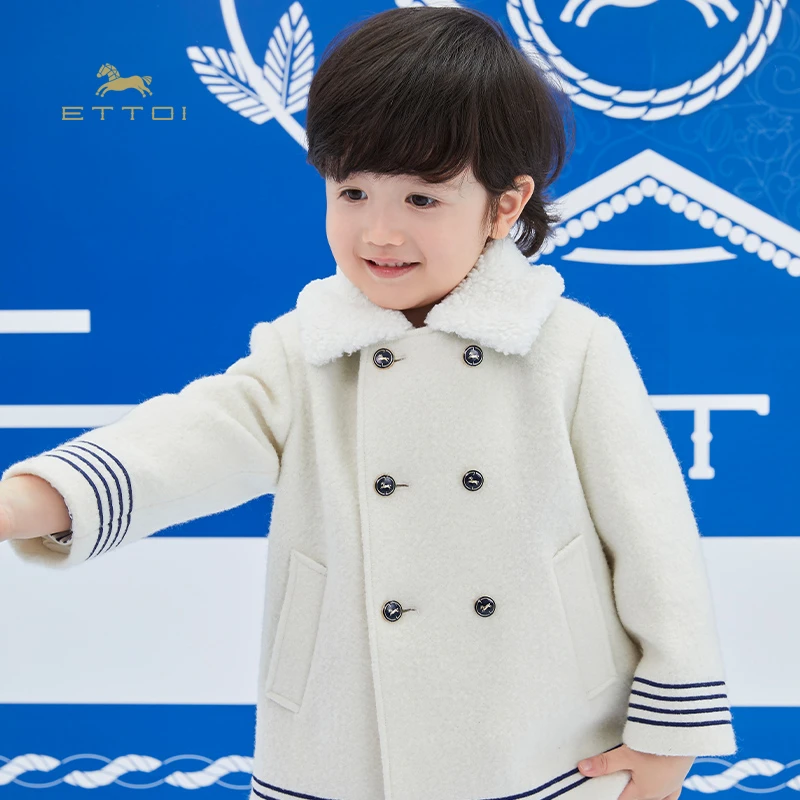 【朗姿集团】ETTOI儿童毛呢大衣新款童装衣服男童呢子外套
