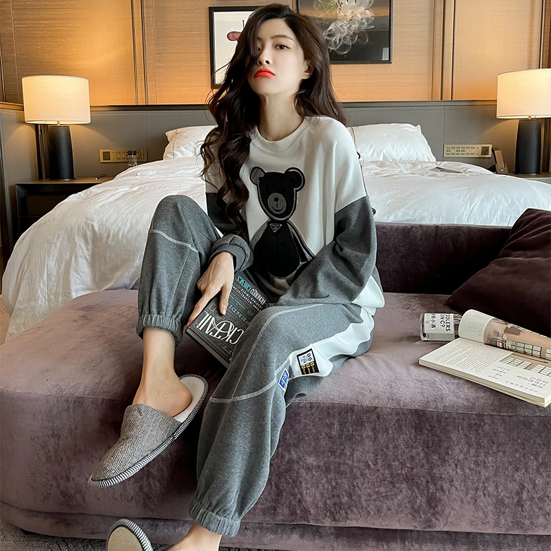 2025年新款睡衣女春秋款纯棉长袖秋季运动高级感家居服套装韩版