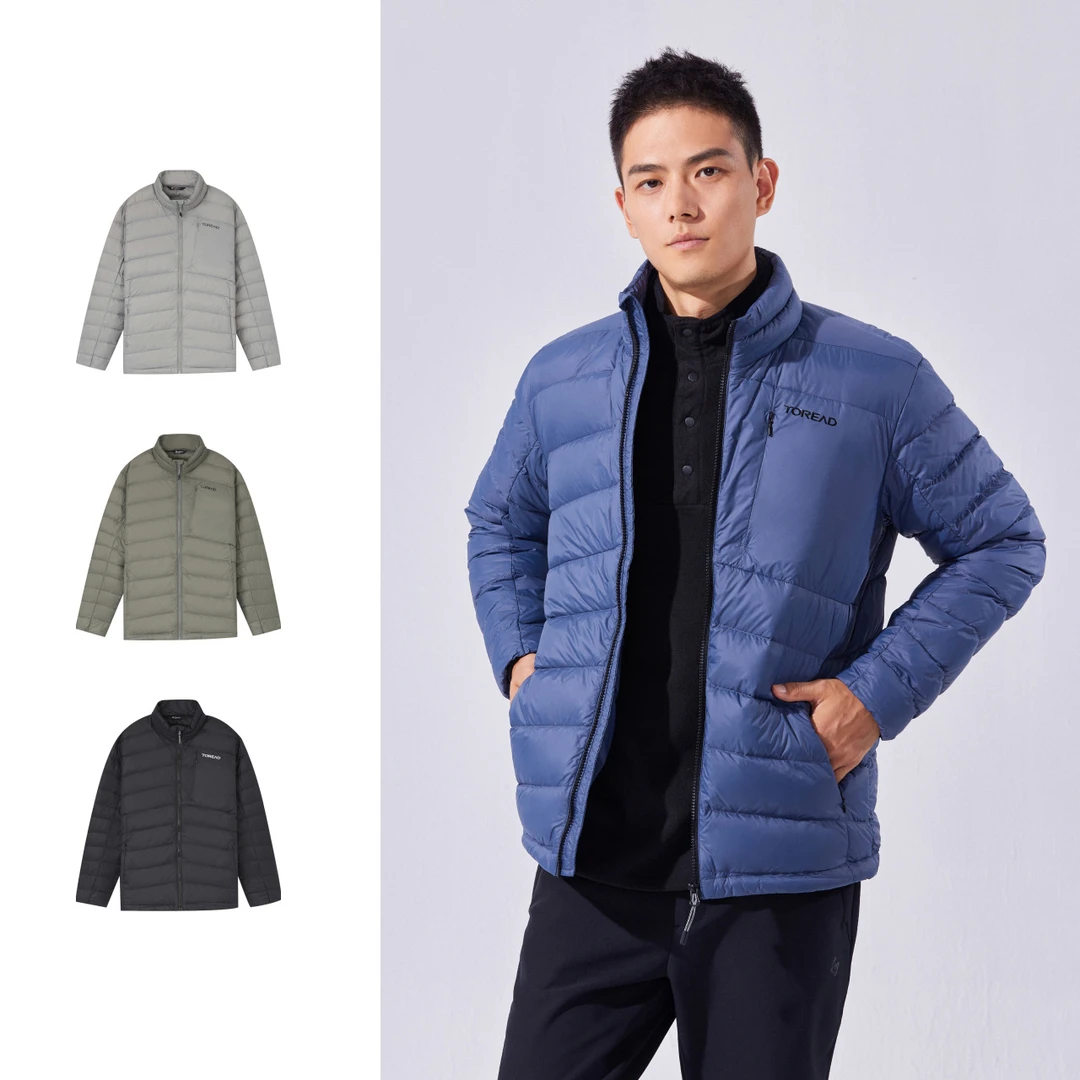 探路者羽绒服男连帽秋冬轻薄外套户外防风保暖TADDBK91731/92732