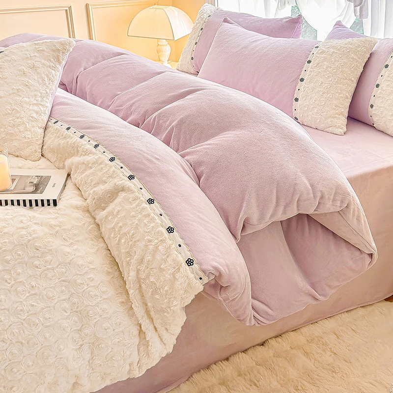 牛奶绒四件套2024新款冬季学生用小香风被套床单高级感母婴级a类