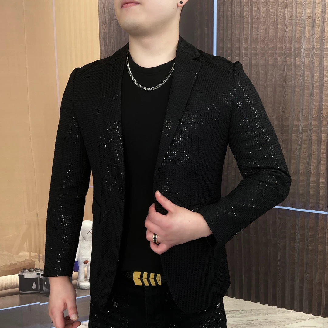 男士春秋潮流西装外套帅气拉链时尚休闲百搭高品质轻奢修身商务