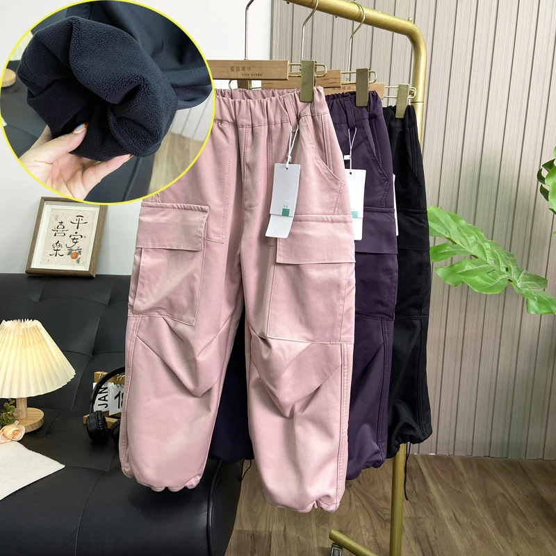 佑妈家童装儿童秋冬季新款长裤男女童中大童休闲裤加厚一体绒