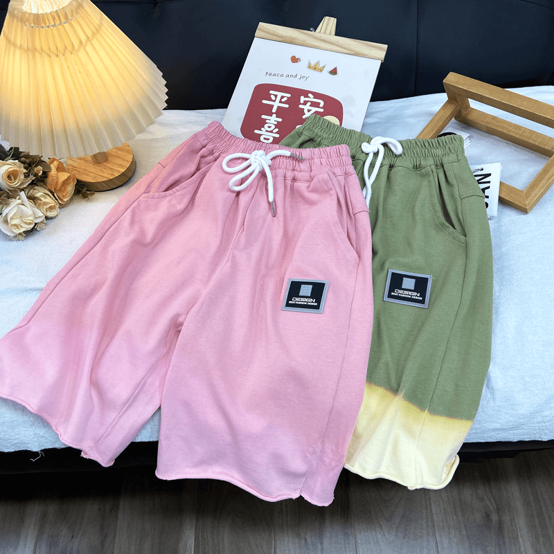 佑妈家童装 儿童夏季新款针织运动短裤男女童潮款渐变五分裤