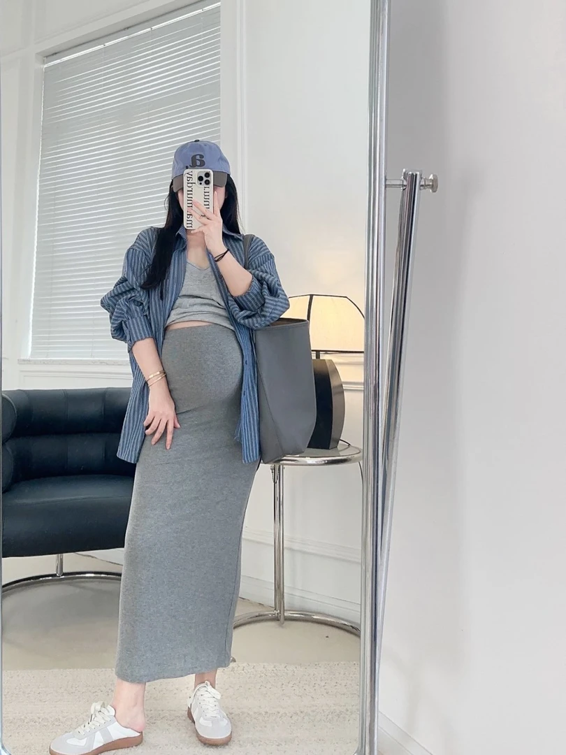 孕妇春夏款包臀裙半身裙弹力舒适修身（单裙子）松紧腰