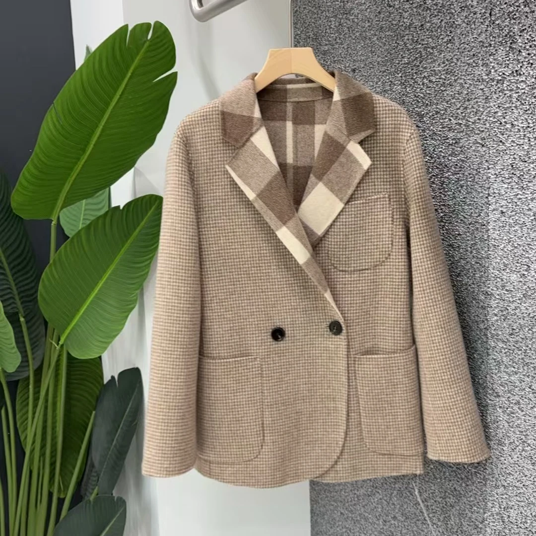 Luoxi/罗皙气质时尚休闲女士毛呢女装西装羊毛大衣2074