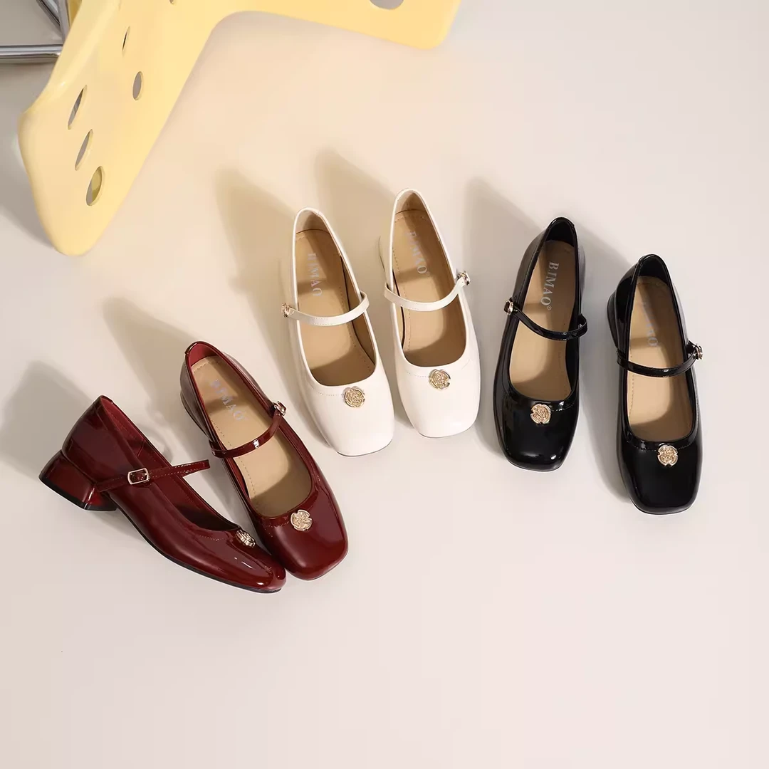 BJMAO伯爵猫厚底方跟玛丽珍小皮鞋女73118夏季学院风春款
