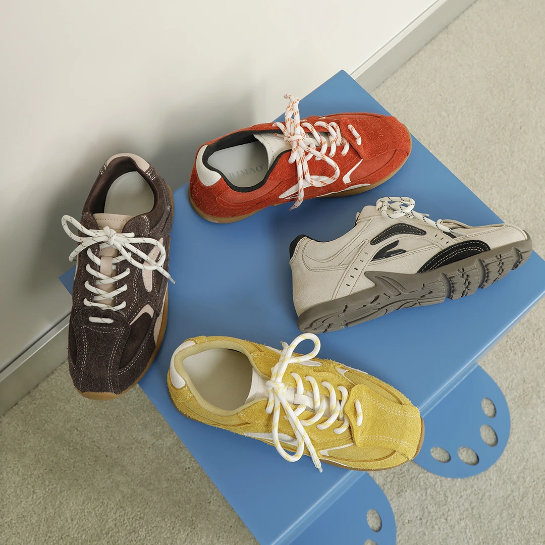 伯爵猫女神节礼物练习生阿甘鞋红黄内增高休闲运动德训鞋女