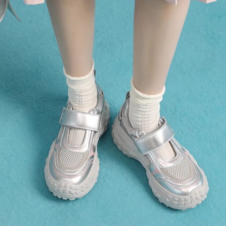 伯爵猫厚底老爹鞋2024年秋季新款休闲运动鞋透气魔术贴增高单鞋女