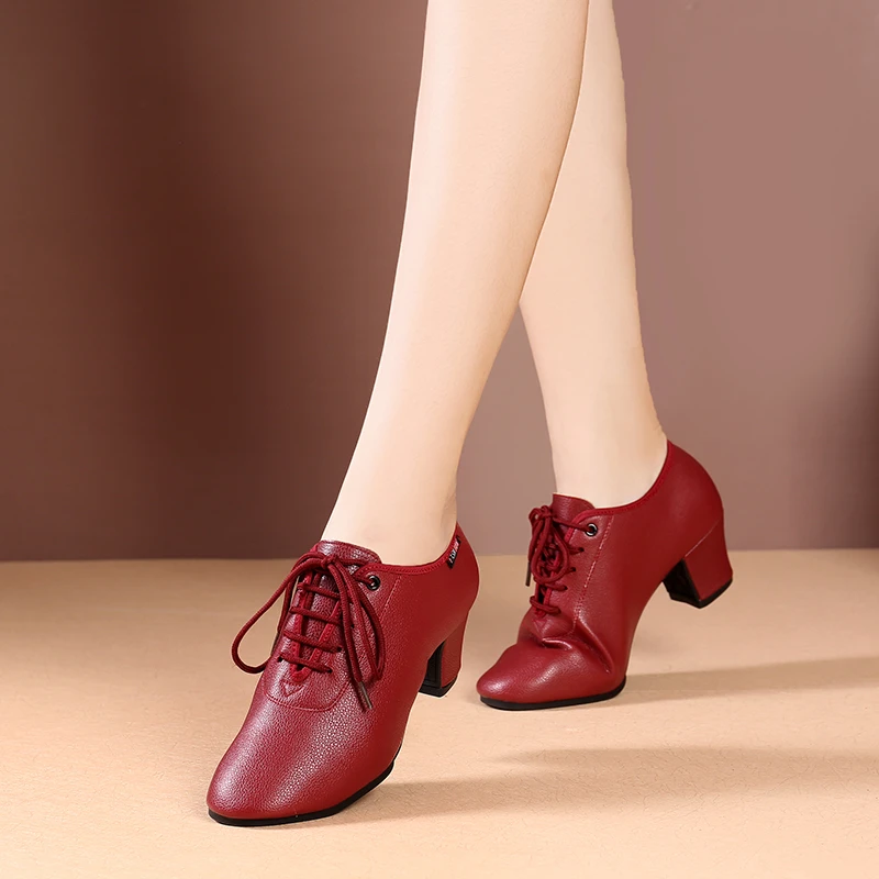 拉丁舞鞋成年女士软底中高跟教师鞋交谊舞蹈鞋外穿演出跳舞鞋水兵