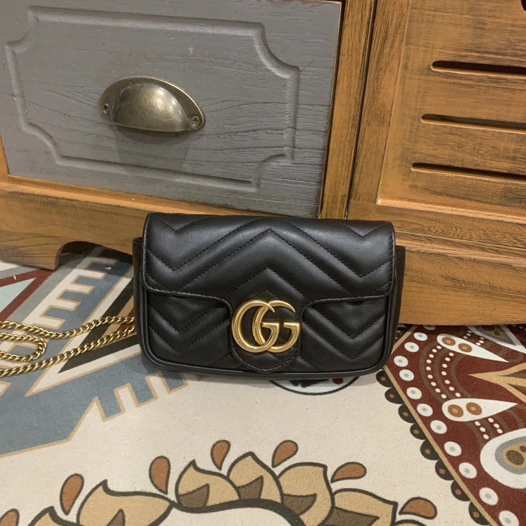 95新 GUCCI/古驰 古驰黑金马蒙mini斜挎包/95新