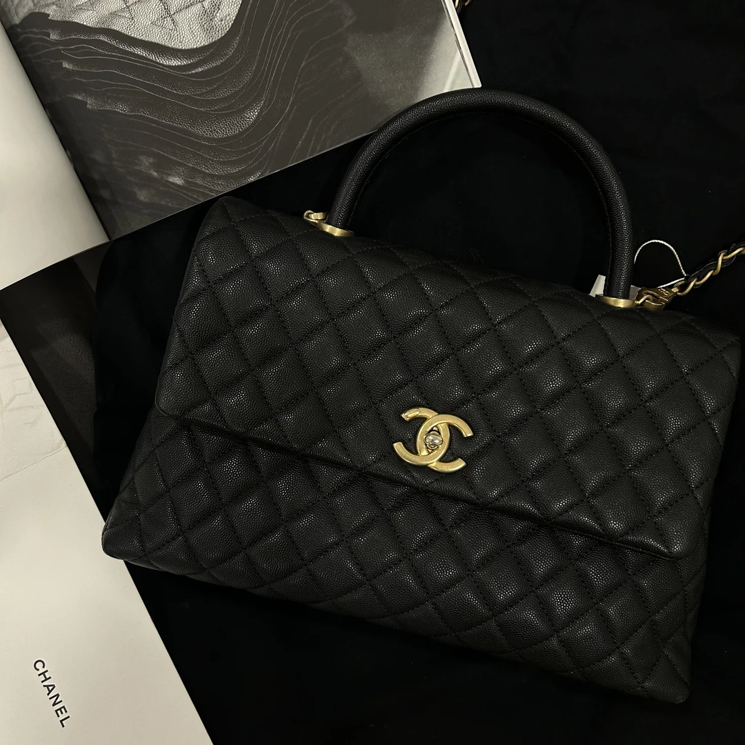 95新 Chanel/香奈儿 香奈儿黑金coco handle中号手提斜挎包/95新