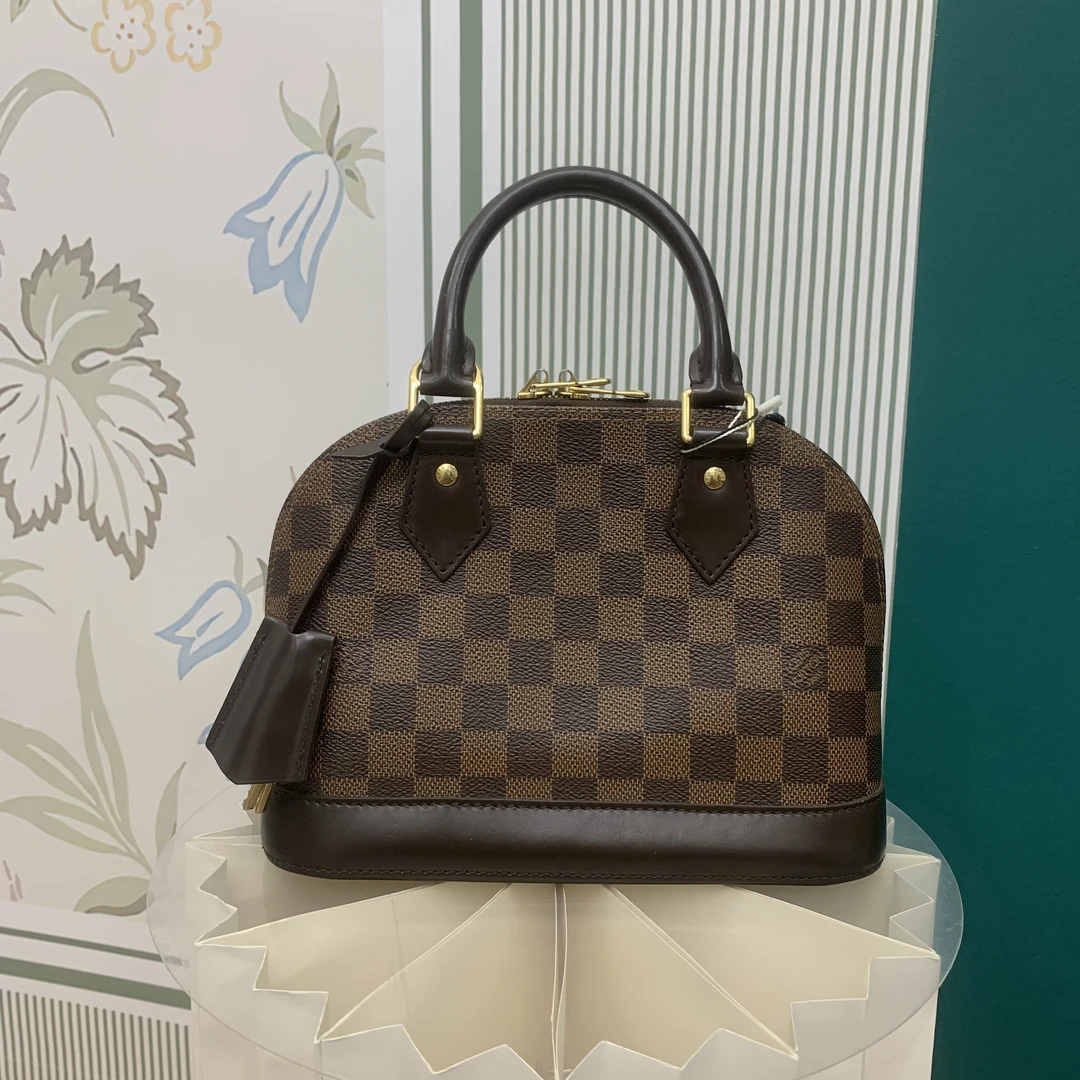 95新 LouisVuitton/路易威登 lv 棕棋盘格贝壳包手提包/95新