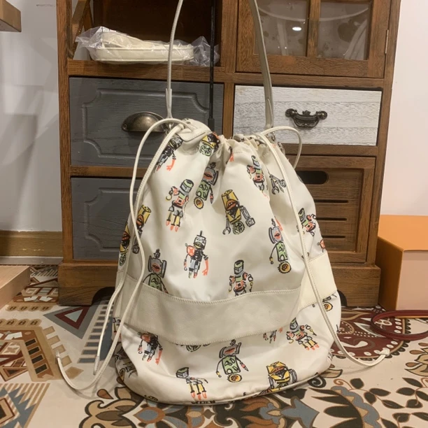95新 Prada/普拉达 普拉达白色印花单肩包/95新
