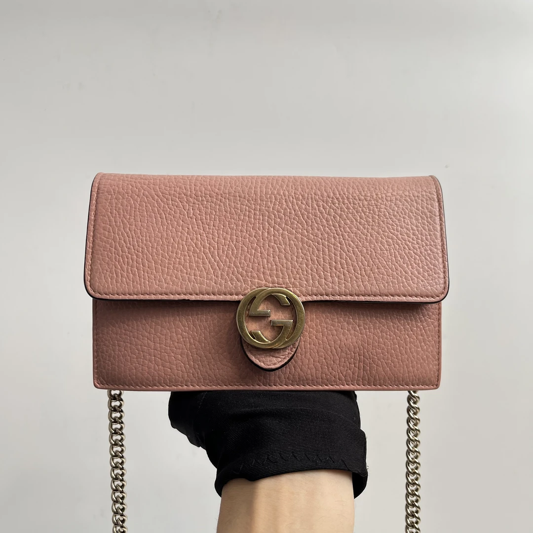 95新 GUCCI/古驰 粉色woc链条包81256