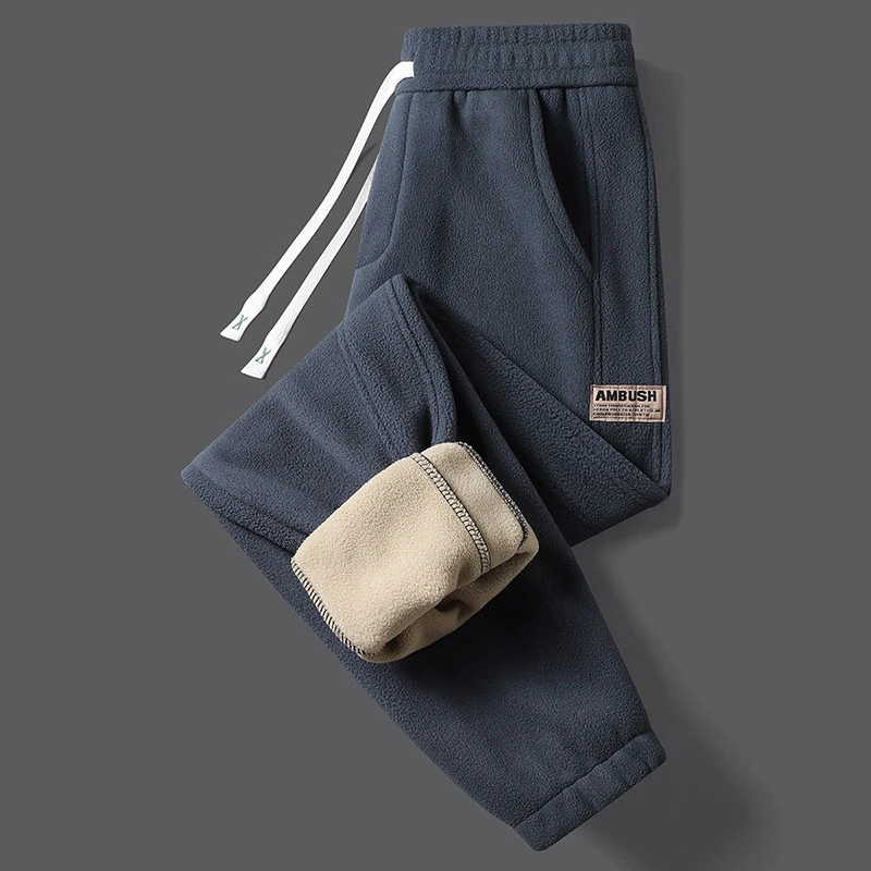 摇粒绒男士裤子23新冬季加绒加厚保暖运动裤秋冬款休闲男款长裤