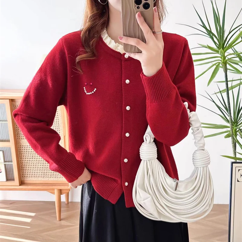 6803针织开衫毛衣女2024秋冬宽松慵懒风内搭打底上衣