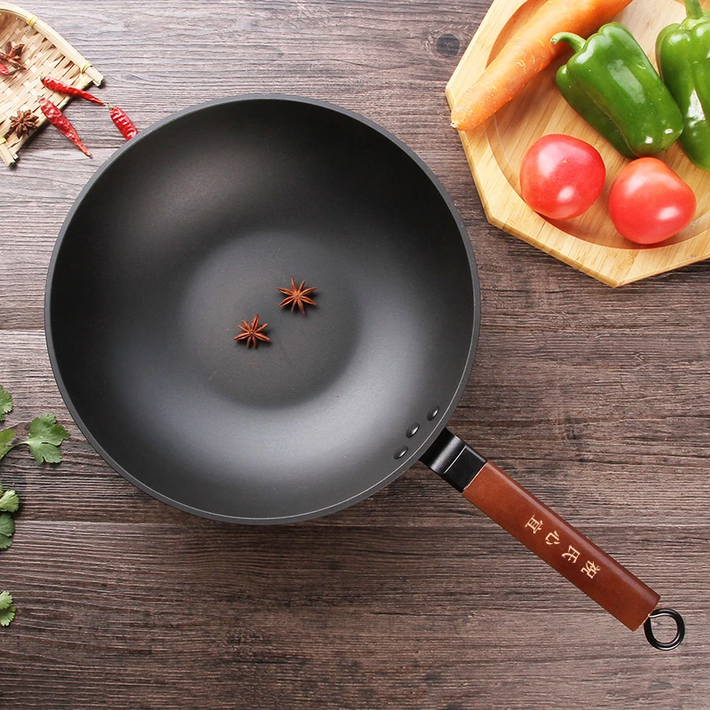 家用炒锅不粘锅传统铁锅厨房炒锅锅具免开锅爆炒国产炒菜用具高温