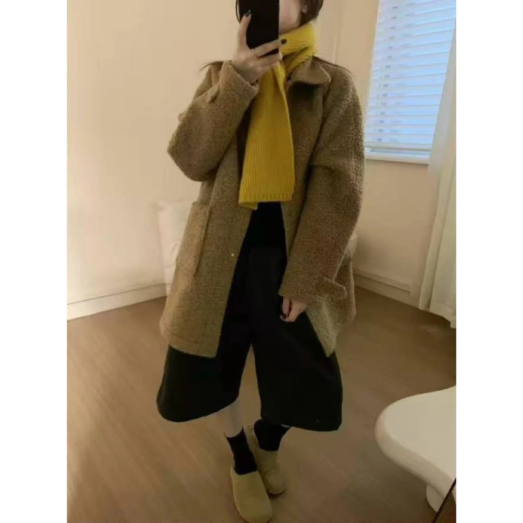 高级感加厚韩系气质大衣女秋冬中长款赫本风百搭外套女7191#0.1